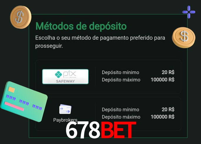 O cassino 678BET oferece uma grande variedade de métodos de pagamento